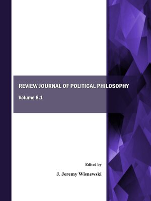 cover image of Review Journal of Political Philosophy, Volume 8.1